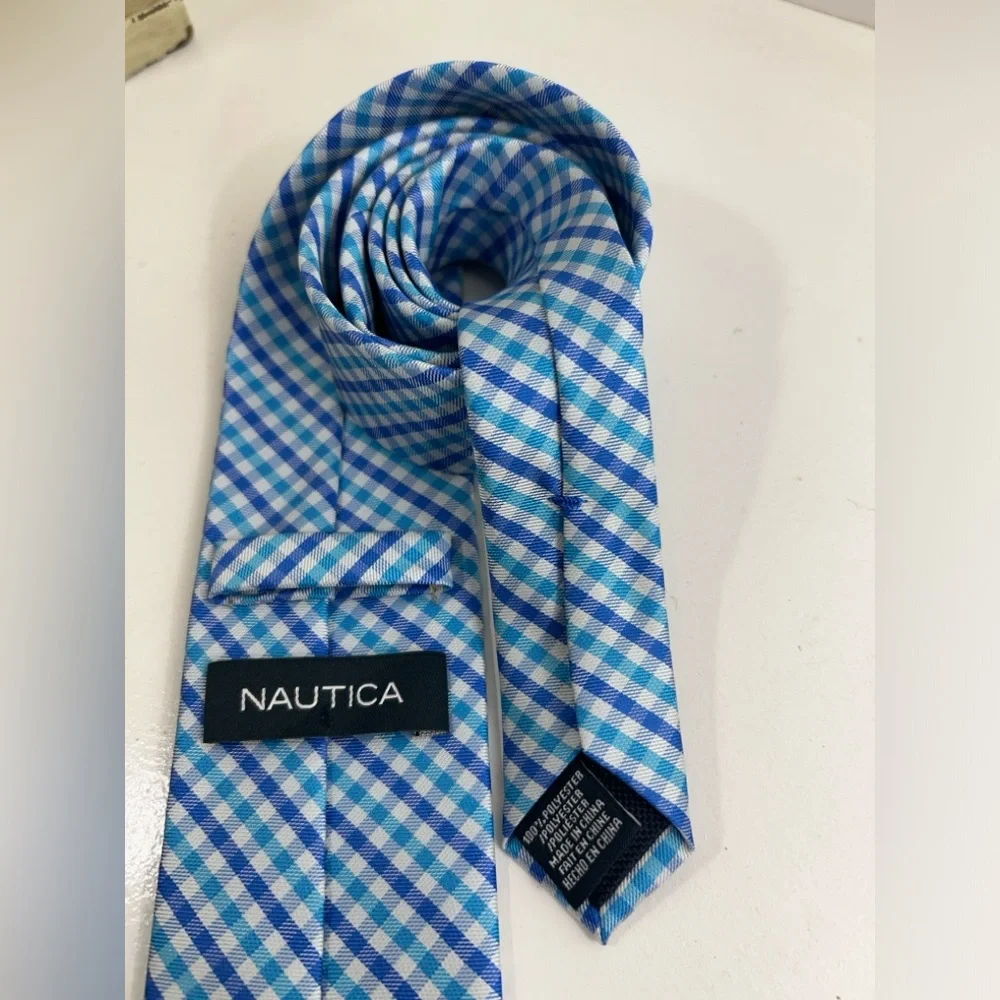 Nautica Preppy Stripes Blue Ocean Tie Plaid Quality Brand Beach Easter Spring